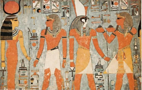 Manuscript illustration: ancient Egyptian wall painting